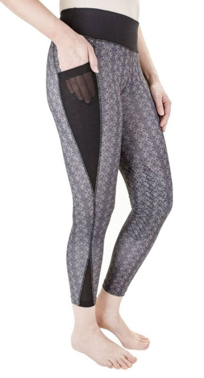 TuffRider Ladies Damask Tights XS Black/Charcoal