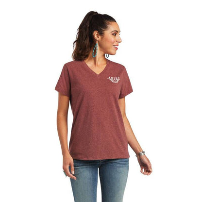 Ariat Ladies REAL Longhorn SS Tee Shirt Md Russet