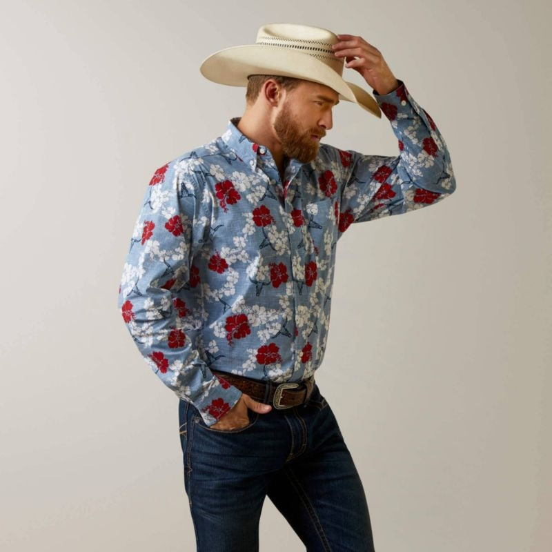 Ariat Mens Wrinkle Resist Pareau Western Aloha Str