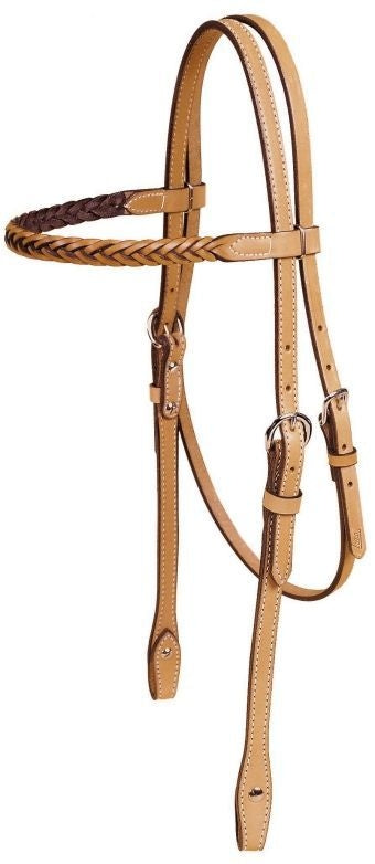 Tory Braided Brow Band Headstall Bk/Gry