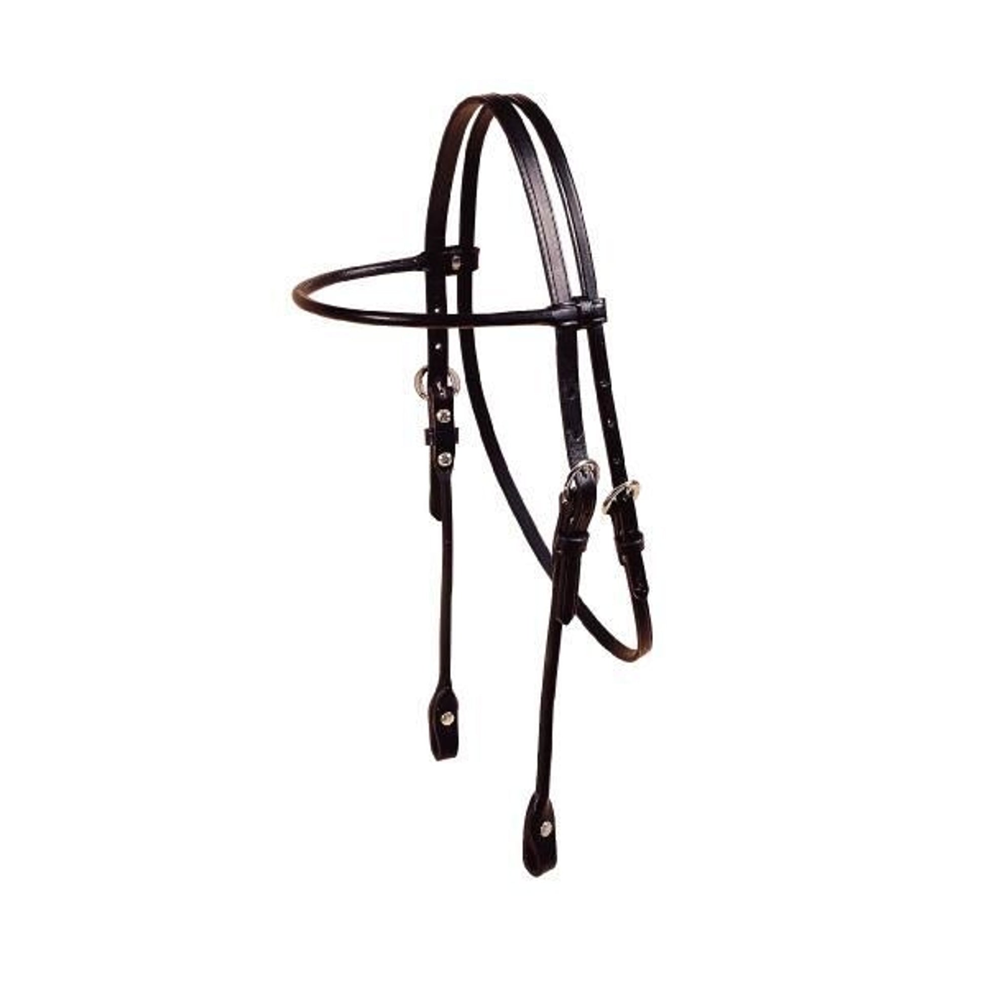 Brow Band Rolled Bridle Leather Headstall Bk/Gry