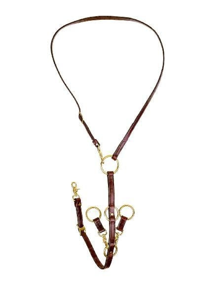 Deluxe Draw Rein Martingale - Brass Hardware Br