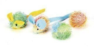 Stringy Mouse And Ball With Catnip 4pk