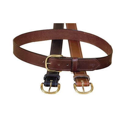 Tory 1 1/2In Stitched Belt With Brass Buckle 30 Brn