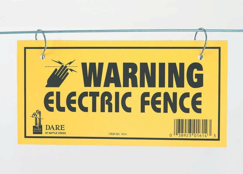 Dare Prod Electric Fence Warning Sign 3Pk Yellow