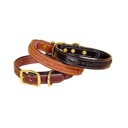 3/4In Dog Collar - Raised Center Braid 12in Bk/Gry