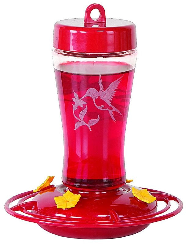 Glass Hummingbird Feeder 12 oz Steel