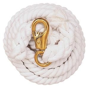 Cotton Lead Rope /Solid Brass Bull Snap 10ft White