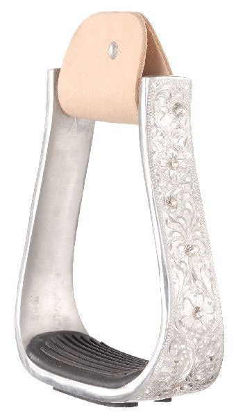 Engraved Aluminum Western Stirrups With Crystals Br