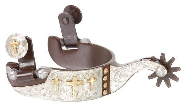 Kelly Silver Star Gold Triple Cross Kids Spur Brn