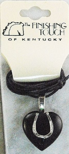 Finishing Touch Heart Hrsshoe Necklace Blk Onyx