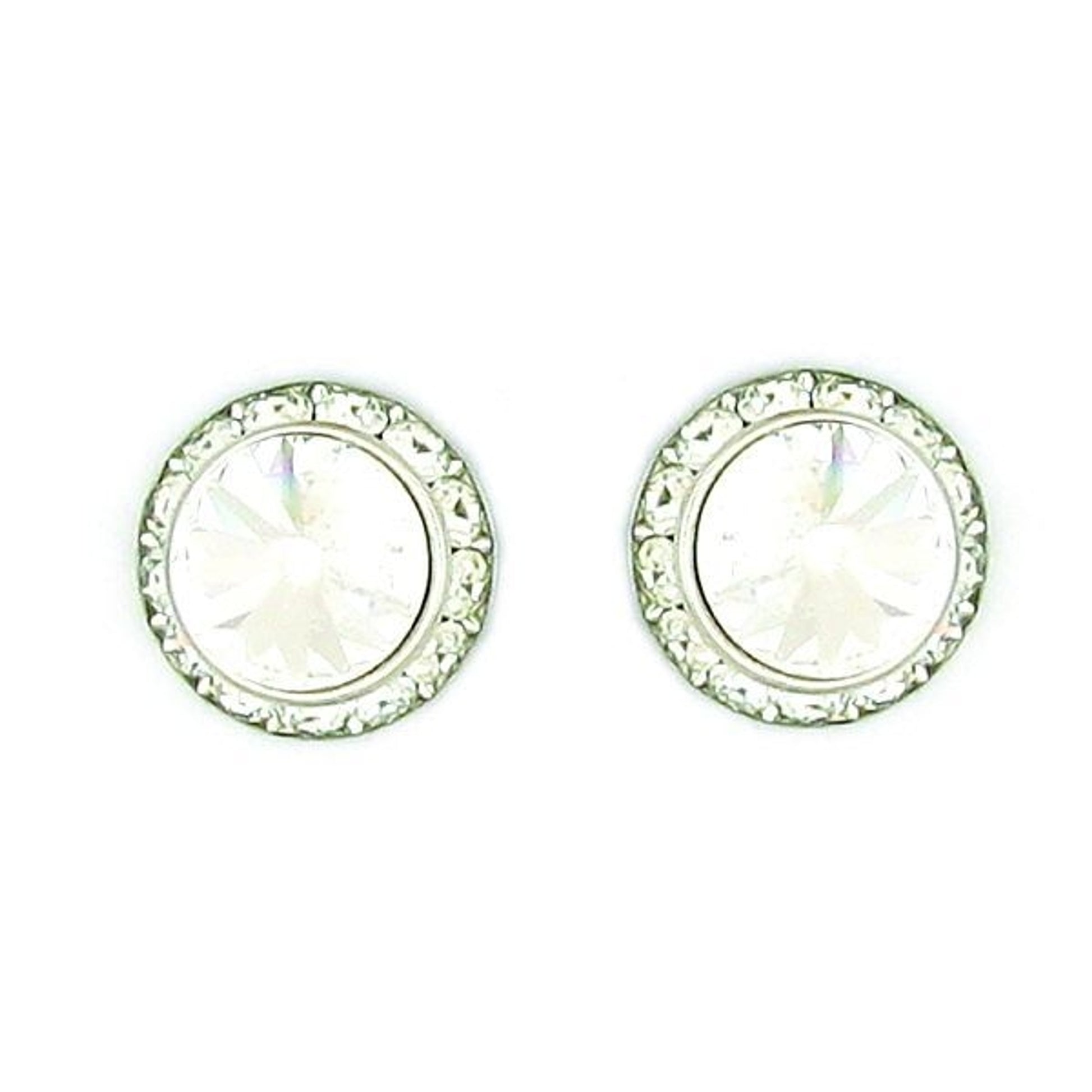 Crystal Rivoli Stone Pierced Earrings Silver