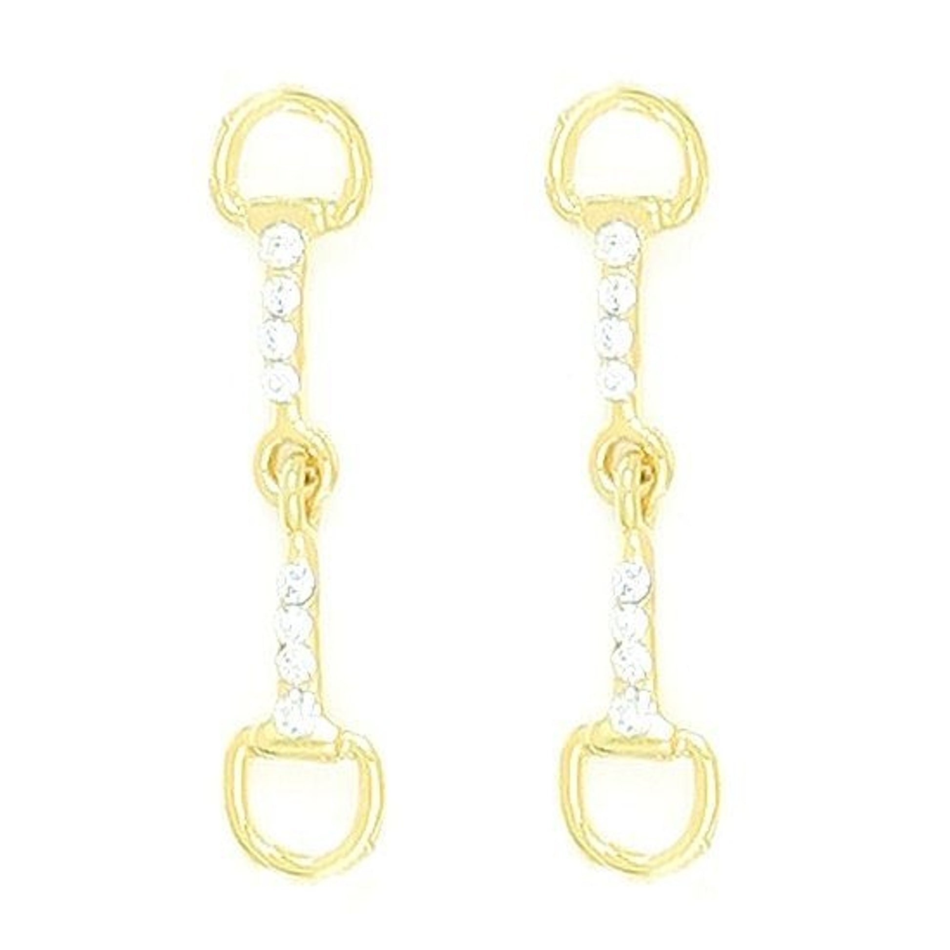Snaffle Earrings With Crystal Stones Gold