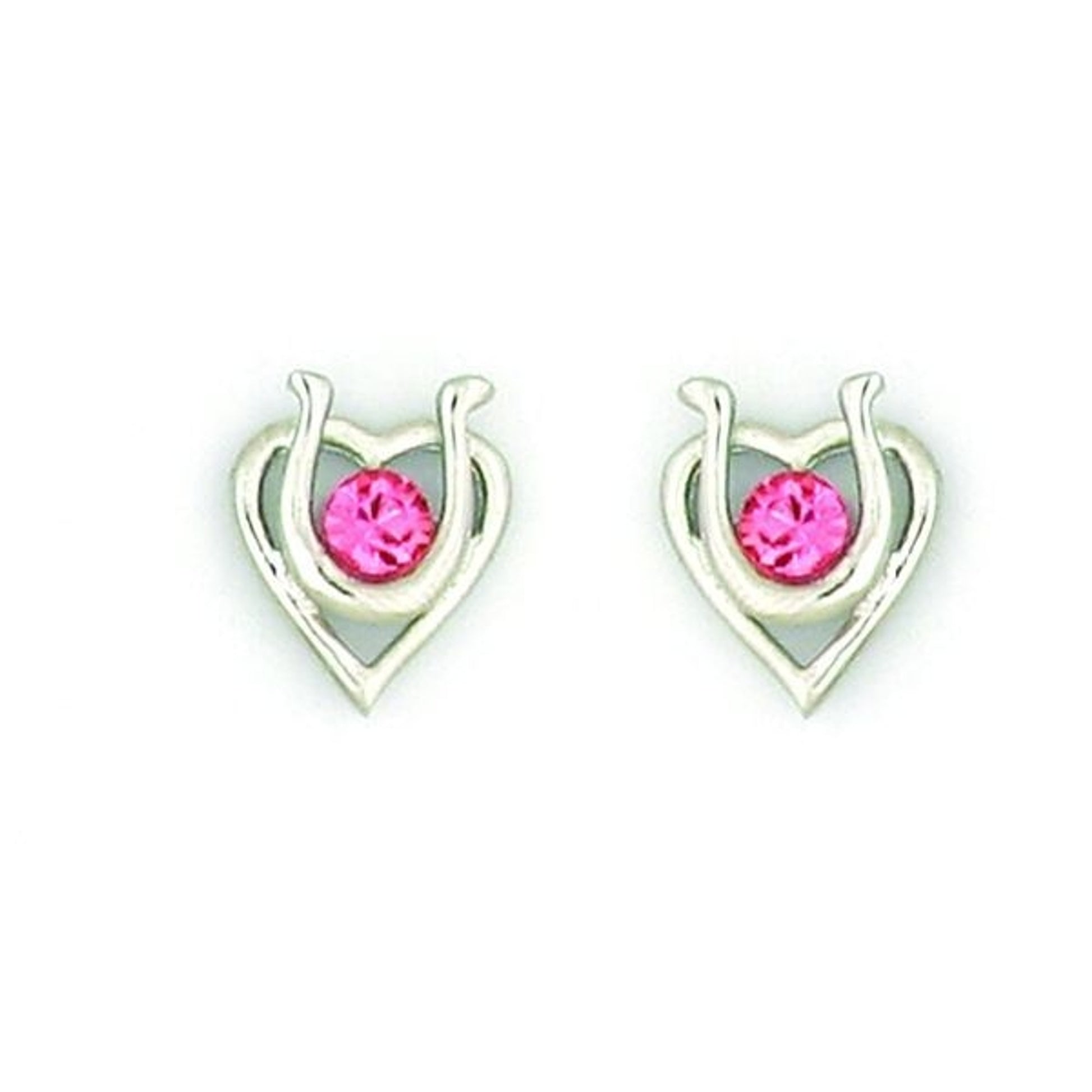 Finishing Touch Heart with Horseshoe EarringsBk/Wh
