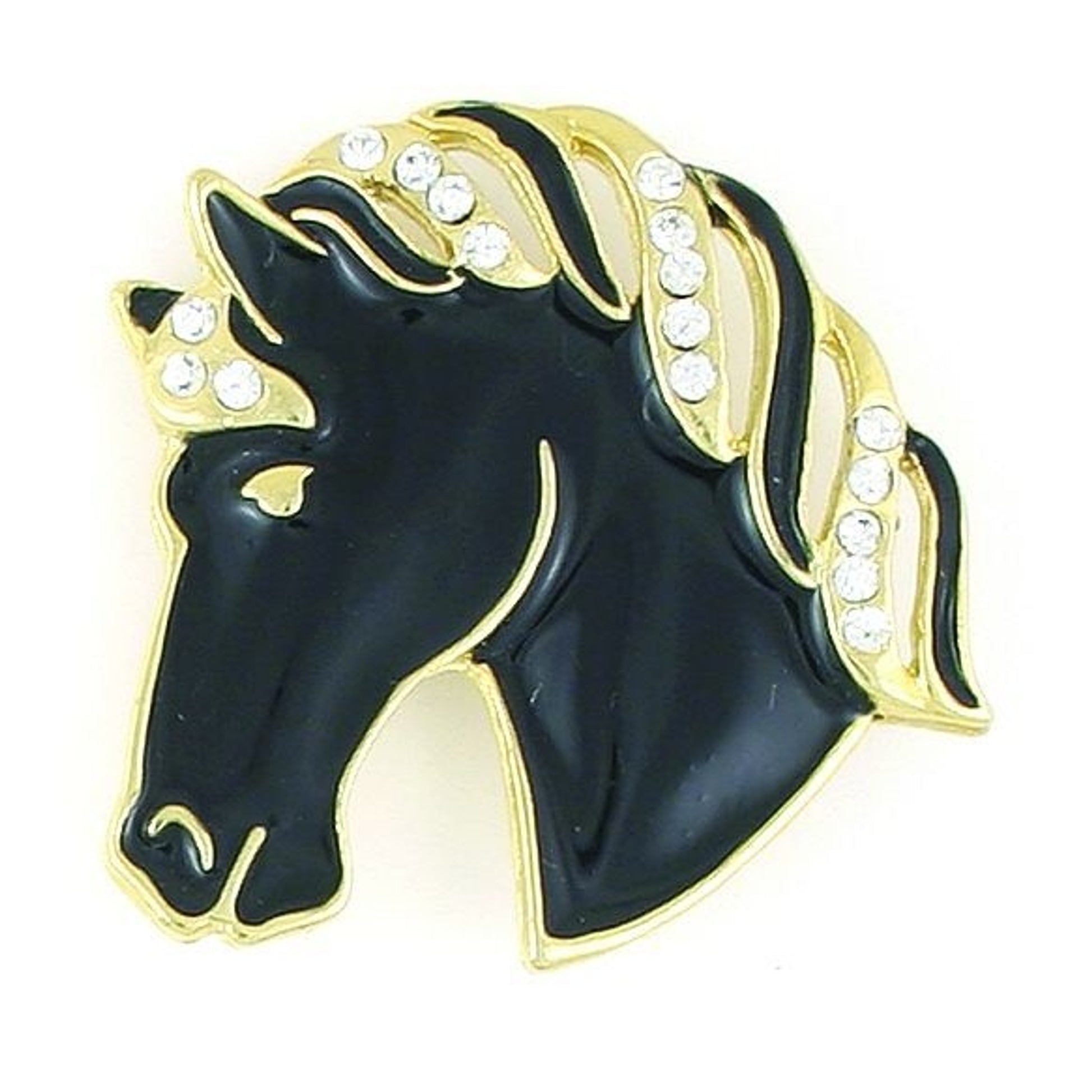 Finishing Touch Horse Head Black Epoxy Pin Gld