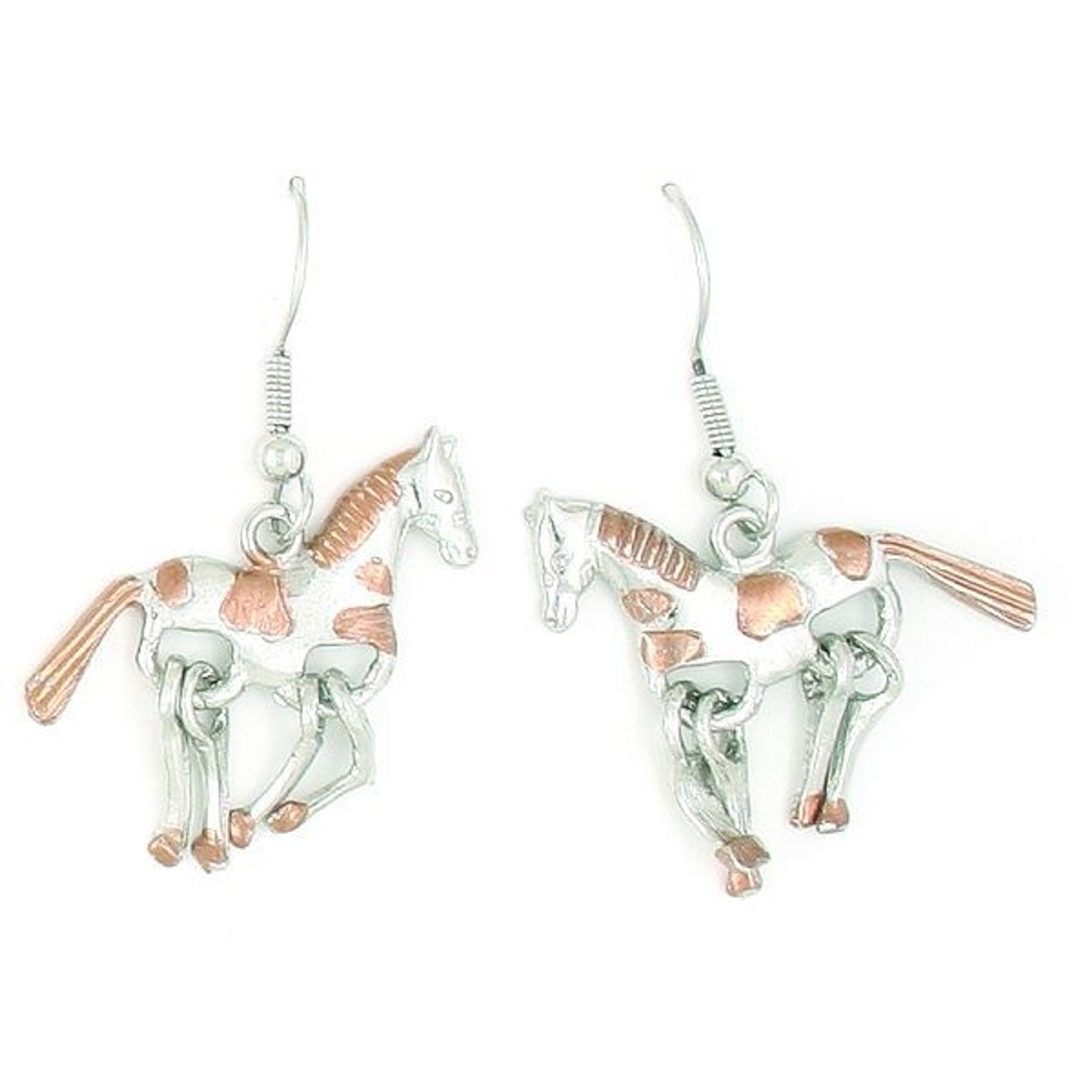 Finish Touch 2-Tone Horse Wiggle Leg Earrings