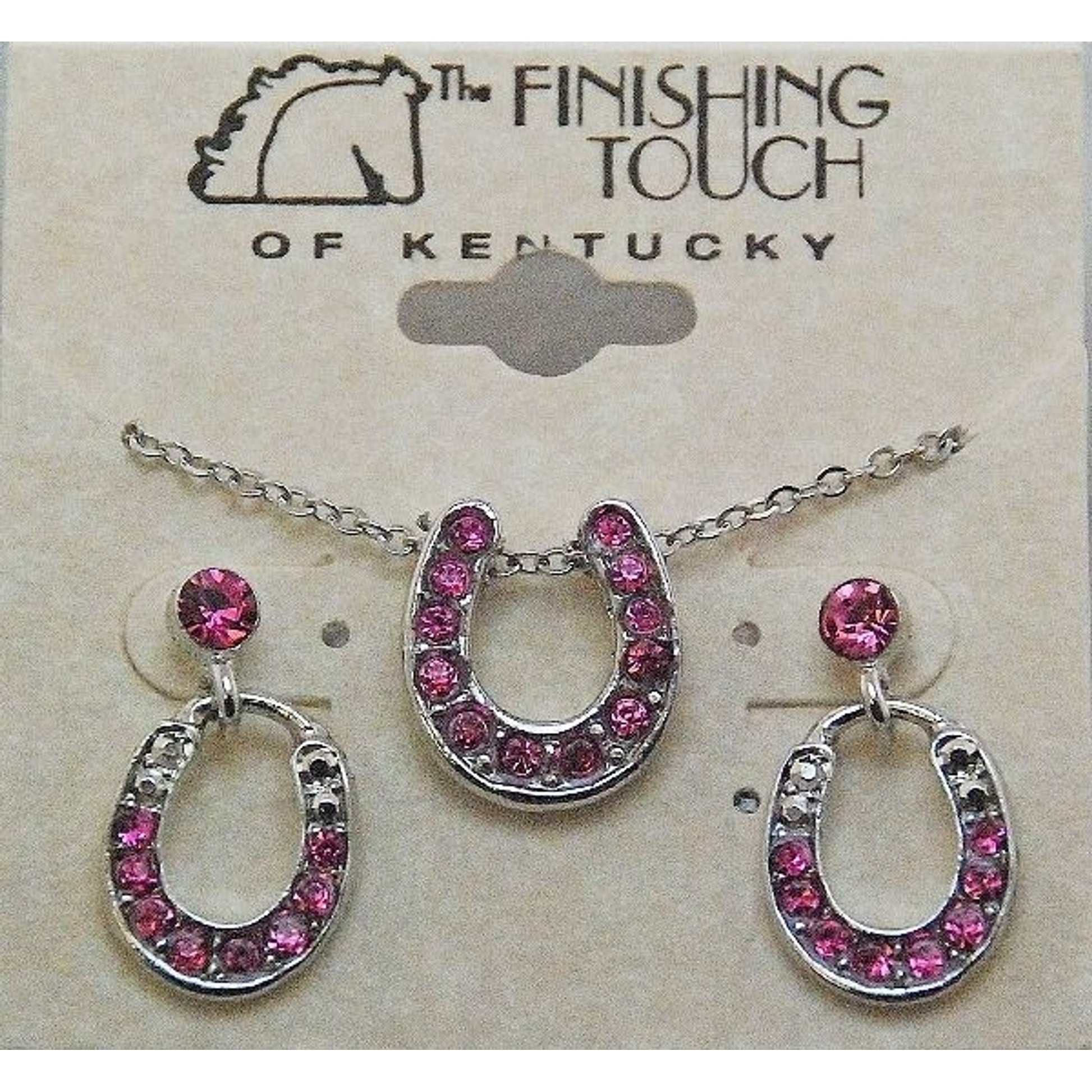 Horseshoe With Stone Gift Set - Pink Silver