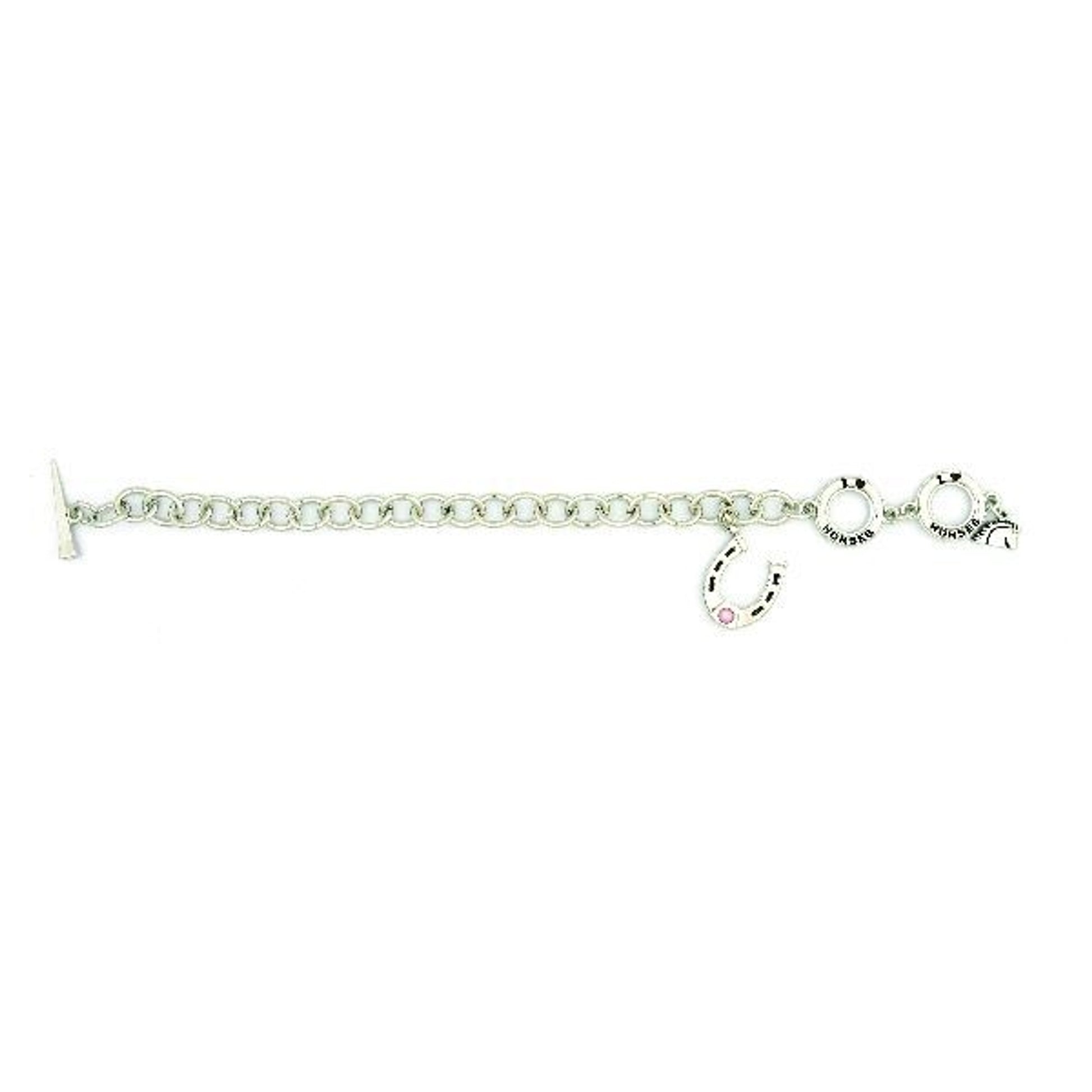 I Love Horses Toggle Bracelet With Horseshoe Silver