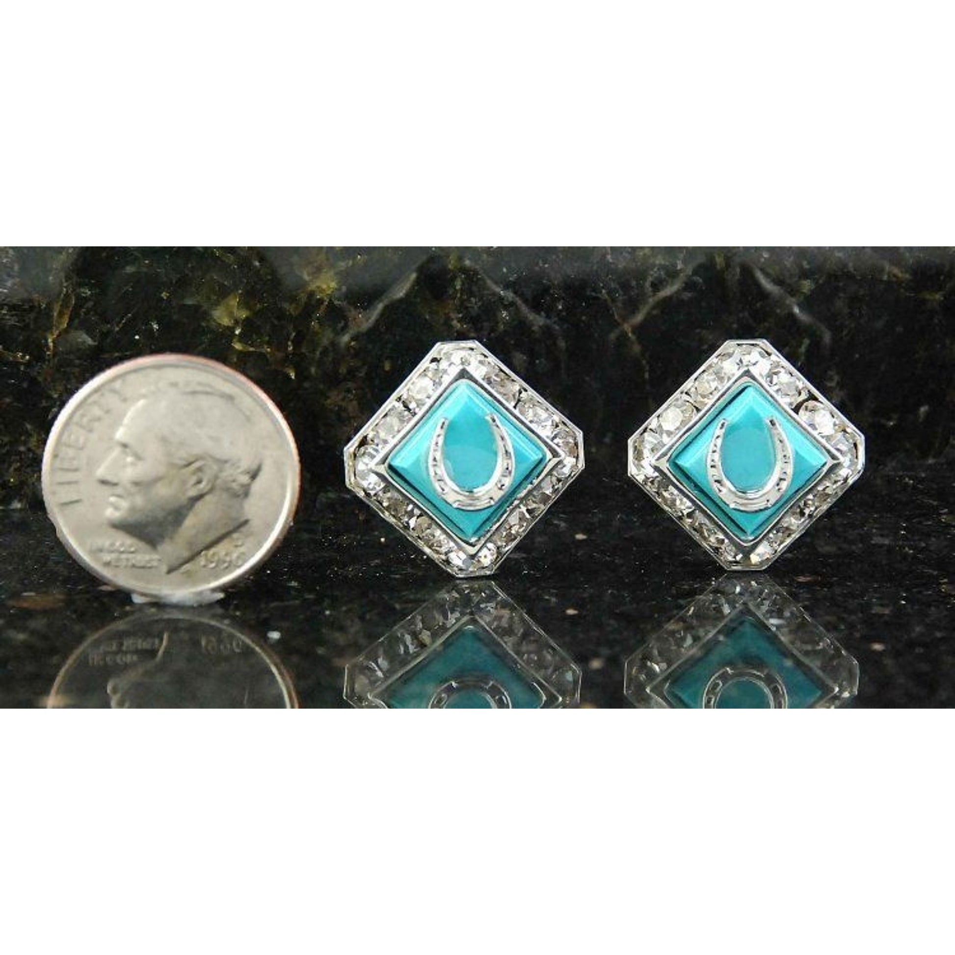 Sq Rondelle Swarovski Mini Horseshoe Earring Sil