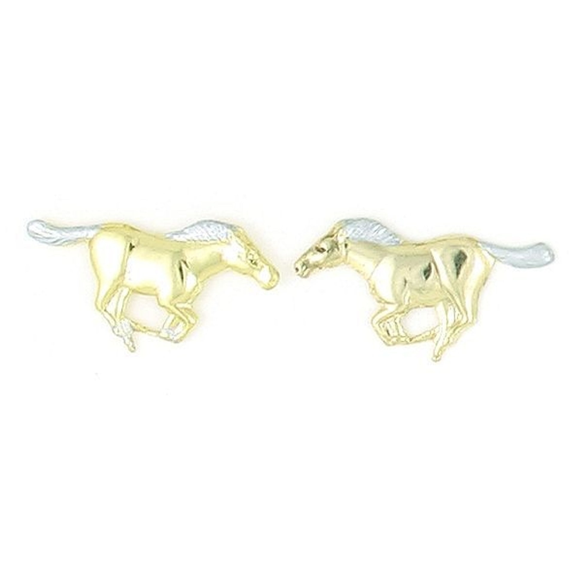 Two-Tone Running Mustangs Earrings Gold/Silver