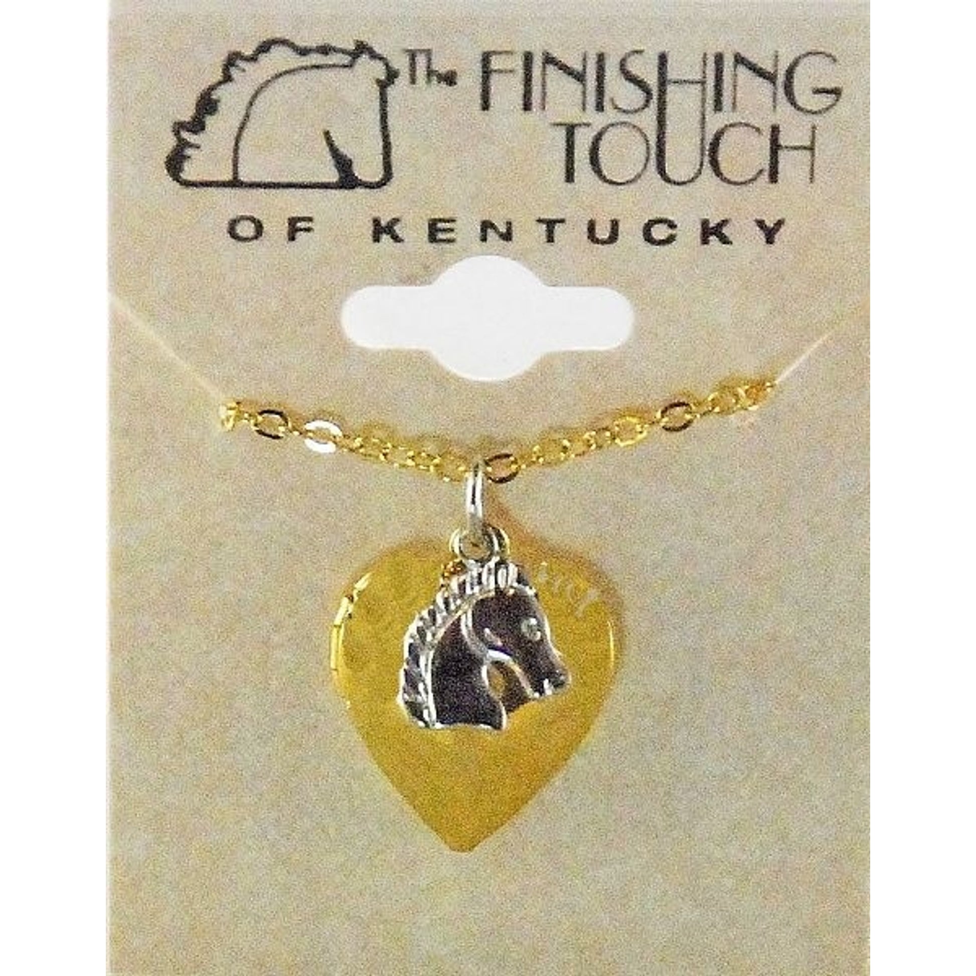 2-Tone Heart Locket With Horse Head Charm Silver/Gold