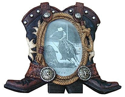 Gift Corral Cowboy Boots Frame 4 x 6 Bk/Wh