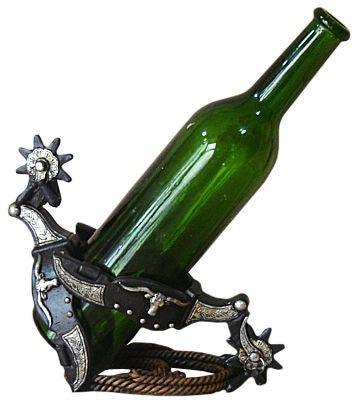 Gift Corral Spurs Wine Bottle HolderBk/Wh