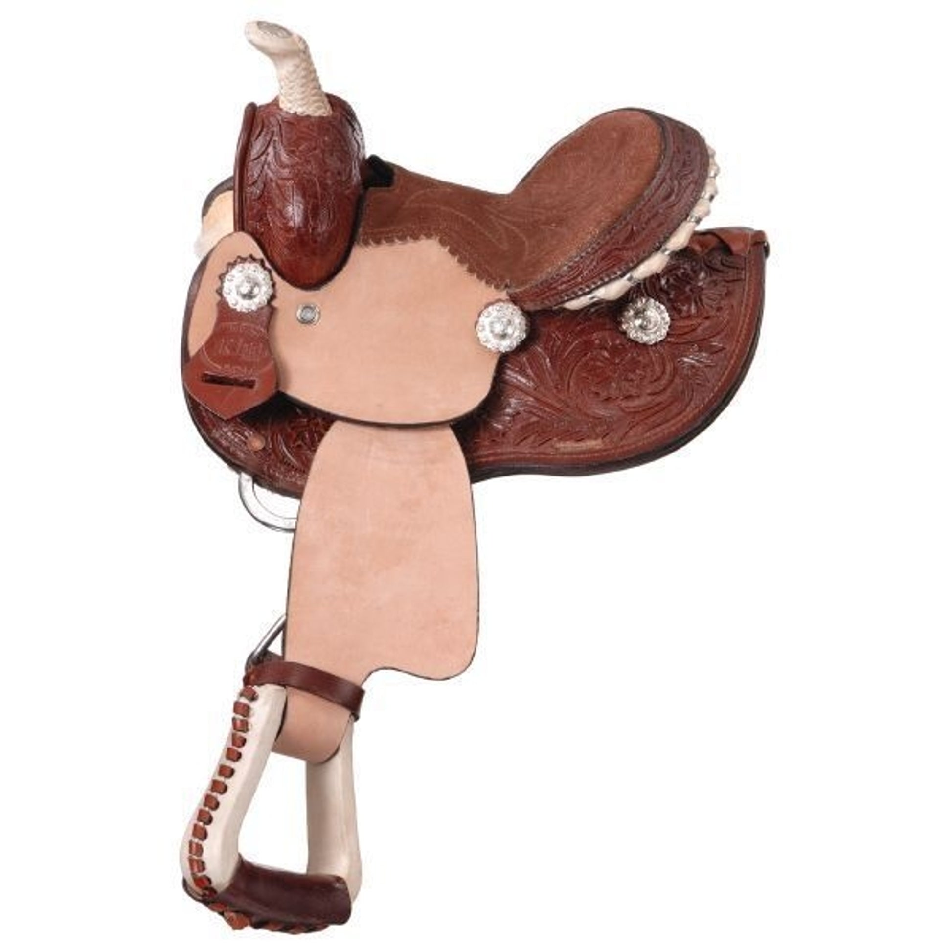 King Mini Barrel Saddle with Rawhide Pkg 8 Chestnut