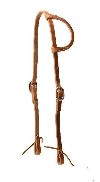 Heavy Weight One Ear Headstall-Tie End 5/8in Bk/Gy