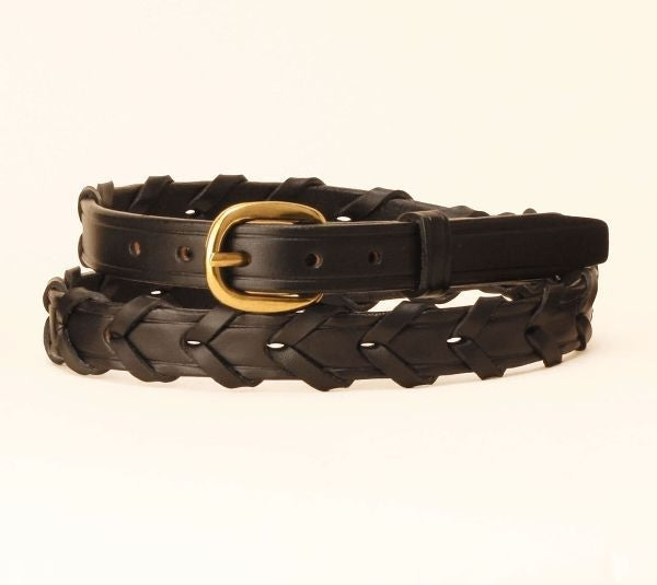 Tory 3/4In Laced Leather Belt With Brass Buckle 24 Br– Horse.com