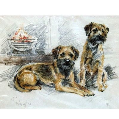 Border Terriers By David Thompson 12.75x10.75