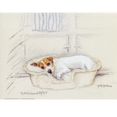 Terrier in a Basket By Gill Evans 12.75x10.75
