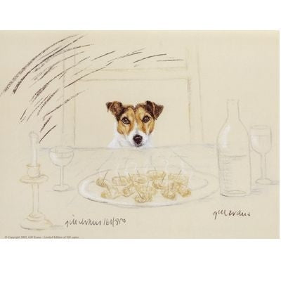 Terrier Wanting Sausage By Gill Evans 12.75x10.75
