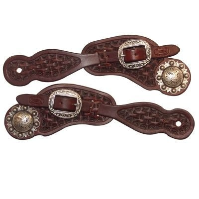 Spur Straps Fancy Tooled/Engraved Concho/Buckle