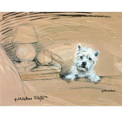 Westie by Bed By Gill Evans Matted 12.75 x 10.75