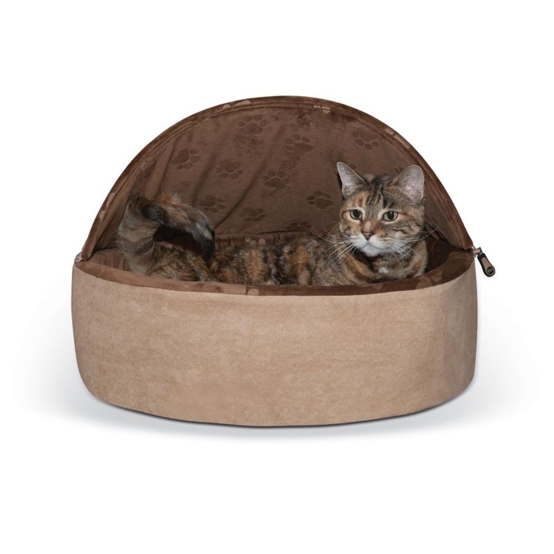 KH Mfg Self-Warming Choc Hooded Kitty Bed