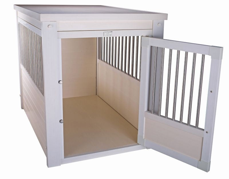 New Age Pet White Dog Crate with Metal Spindles