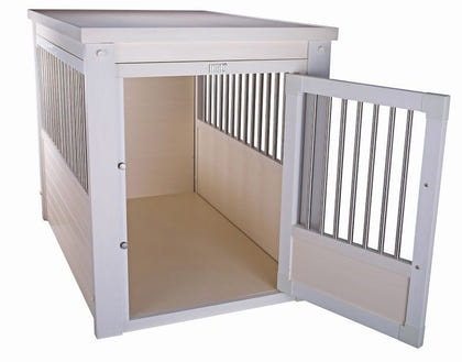 New Age Pet White Dog Crate with Metal Spindles