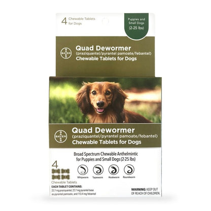 Bayer QUAD Dewormer Small Dog 4ct 22.7mg