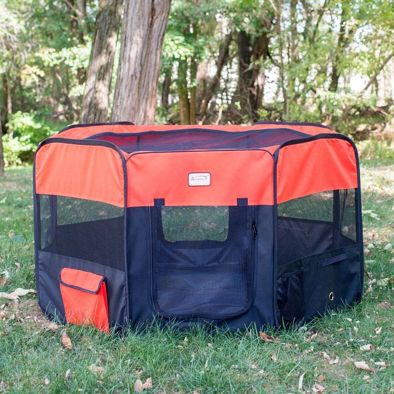 Armarkat Black/Red Portable Pet Playpen