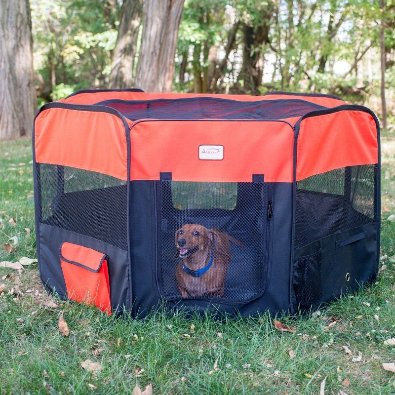 Armarkat Black/Red Portable Pet Playpen