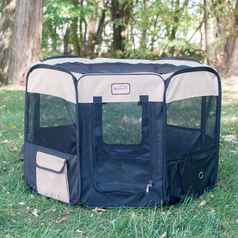 Armarkat Black/Beige Portable Pet Playpen