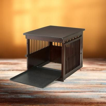 Richell Dark Brown Wooden End Table Crate