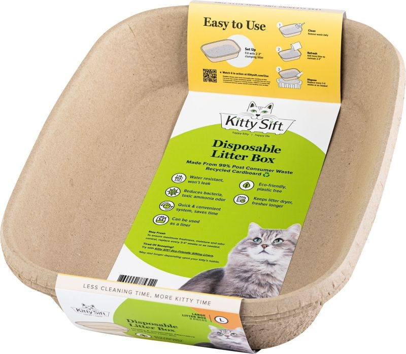 Kitty Sift Disposable Cat Litter Box 3Pk