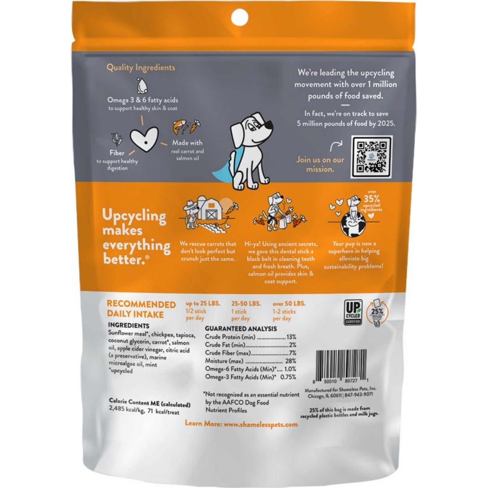 Shameless Dog Dental Sticks 7.2 Oz Carrot/Salmon