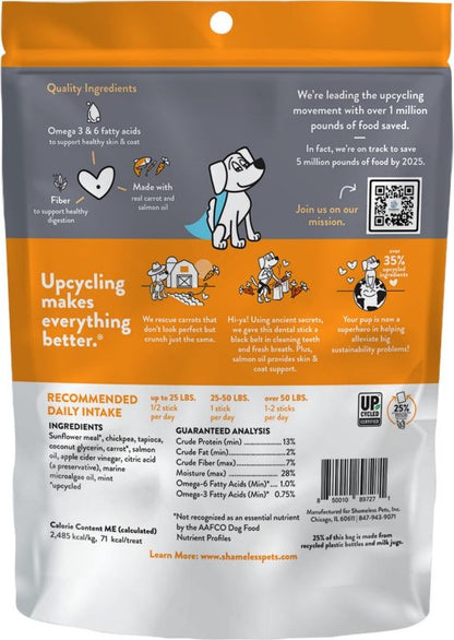 Shameless Dog Dental Sticks 7.2 Oz Carrot/Salmon