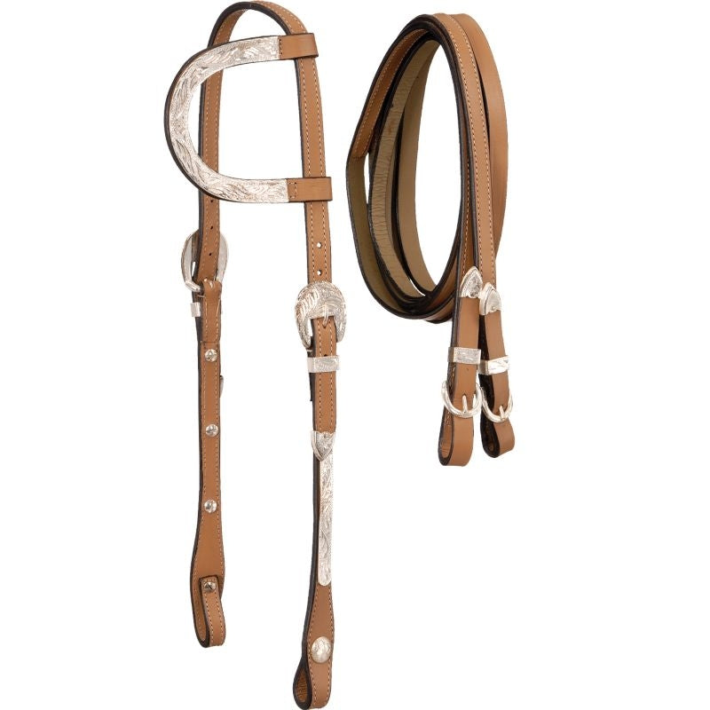Royal King Silver Single Ear Heastall with Reins