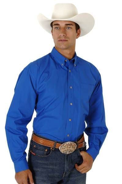 Roper Mens Poplin LS Button Down Shirt Pink