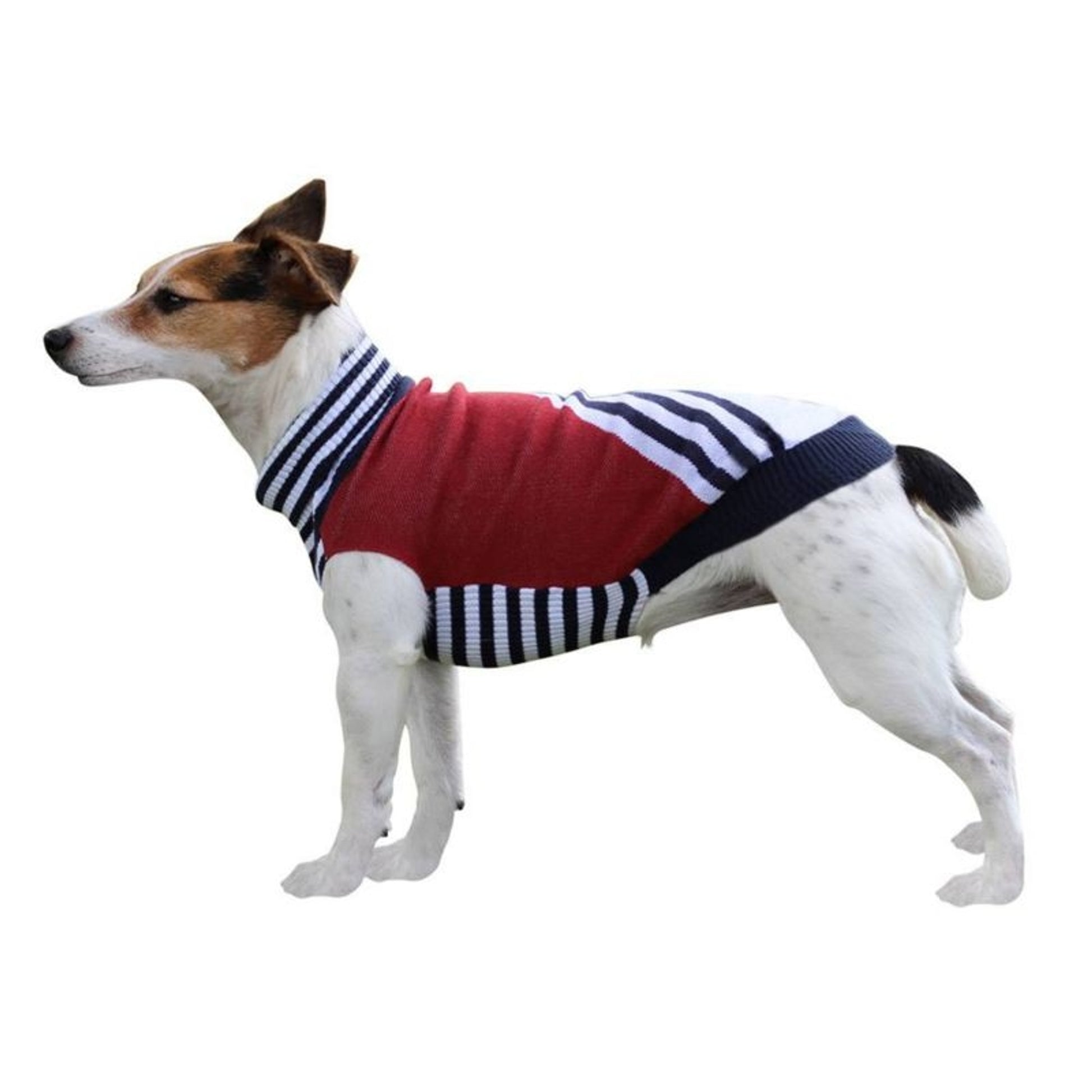 Halo Cal Knitted Dog Sweater L Red/Navy/White