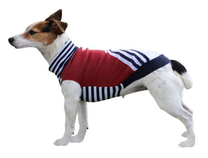 Halo Cal Knitted Dog Sweater L Red/Navy/White